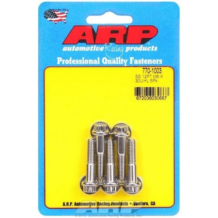 Arp ARP 770-1003 Stainless Steel Bolt Kit - 12 Point - 6 mm x 1.00 x 30 in. ARP770-1003